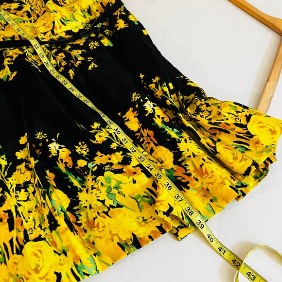 Danny & Nicole Floral Print Belted Sleeveless Dress Size 10 NWT Black Yellow - Picture 5 of 6